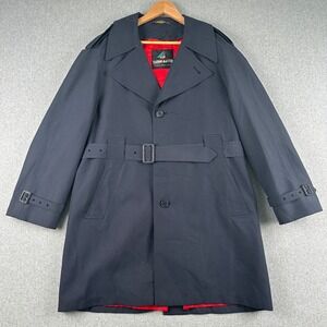 Vintage 70s Harbor Master Trench Coat Mens 40 Reg Blue Wool Liner‎ Texpop